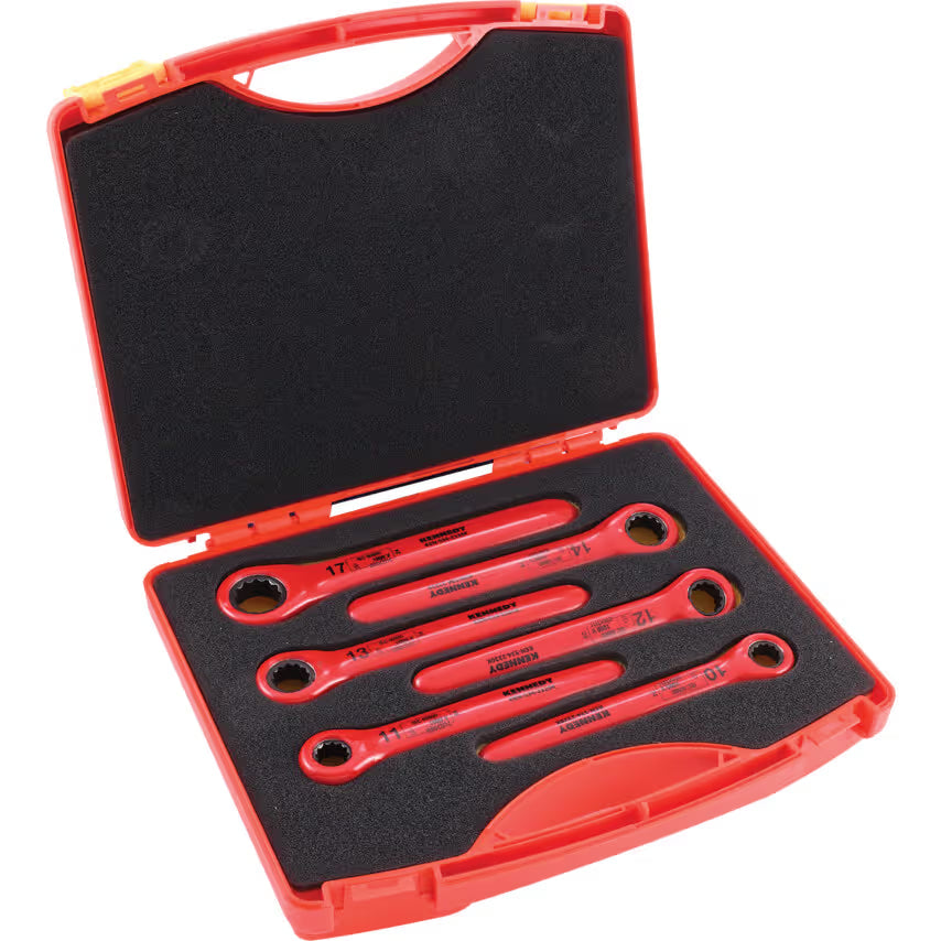 KENNEDY Insulated Ratchet Ring Spanner Set 6Pc 1000V VDE Kennedy Pro