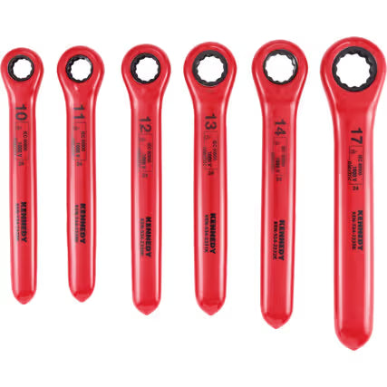 KENNEDY Insulated Ratchet Ring Spanner Set 6Pc 1000V VDE Kennedy Pro