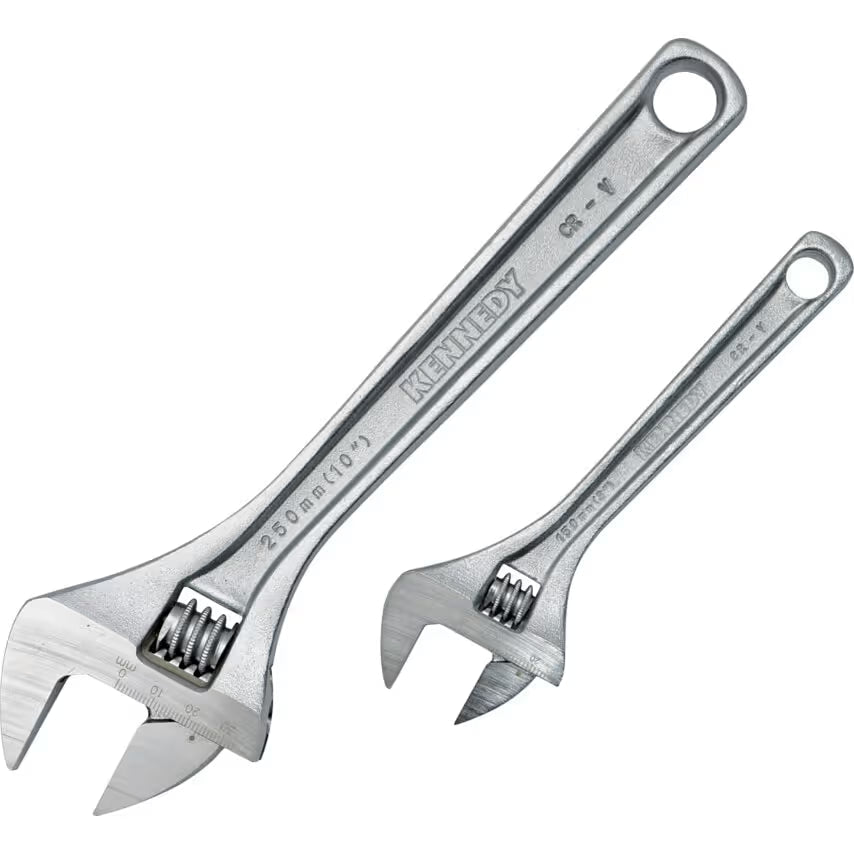 KENNEDY 10in & 6in Chrome Adjustable Wrench Set 2 Piece KENNEDY