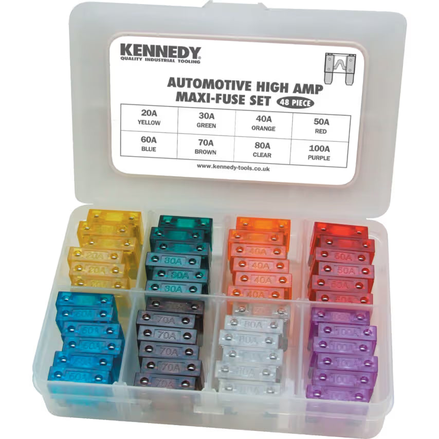 KENNEDY 48pc High Amp Maxi Fuse Set Zinc Automotive Kit KENNEDY