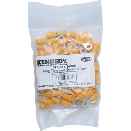 KENNEDY Yellow Ring Terminal Pack 100 Insulated Electrical Connectors KENNEDY