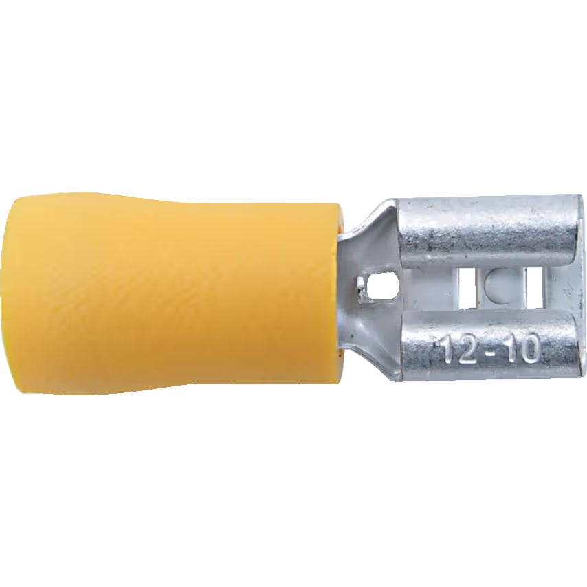 KENNEDY 6.3mm Yellow Female Push-On Terminal Pack 100 Insulated Connectors KENNEDY