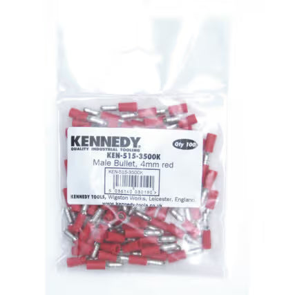 KENNEDY 4mm Male Bullet Connector Pack 100 Red Blue Electrical Terminals KENNEDY