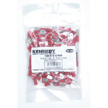 KENNEDY 6.3mm Male Tab Connector Pack 100 Red Blue Electrical Terminals KENNEDY