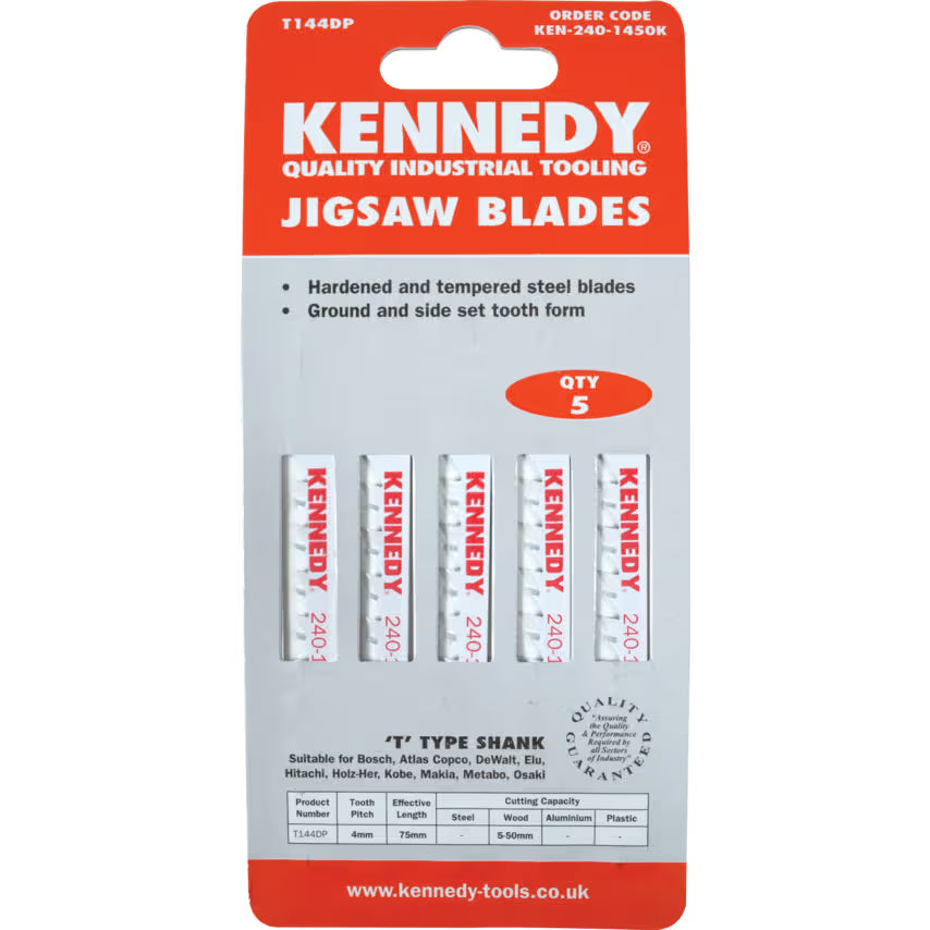KENNEDY T-Shank HSS Jigsaw Blades for Metal Cutting Pack 5 KENNEDY