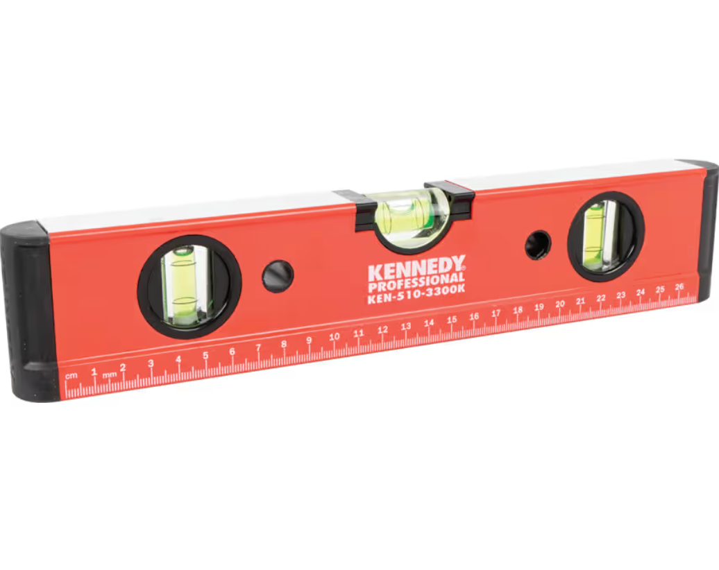 KENNEDY Box Section Spirit Levels, Non-Magnetic, 300 - 1800mm, 3 Vials, Horizontal/Vertical/45°, Aluminium KENNEDY