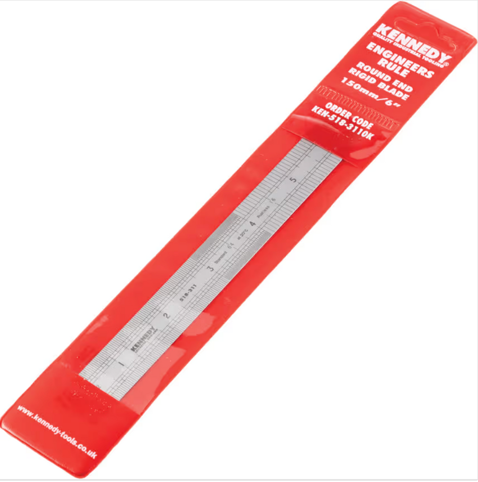 KENNEDY 150mm/6" 150mm RIGID RUSTLESS RULE ROUND / SQUARE END KENNEDY