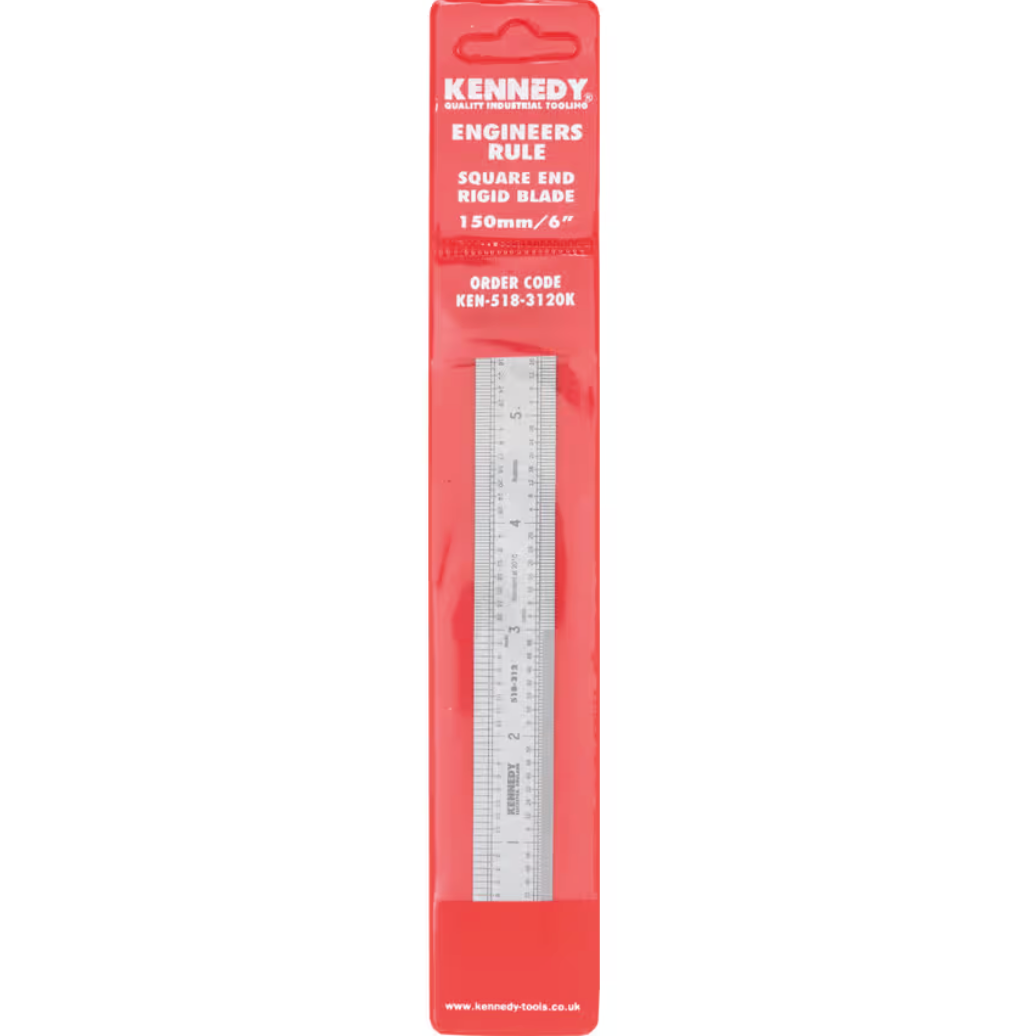 KENNEDY 150mm/6" 150mm RIGID RUSTLESS RULE ROUND / SQUARE END KENNEDY