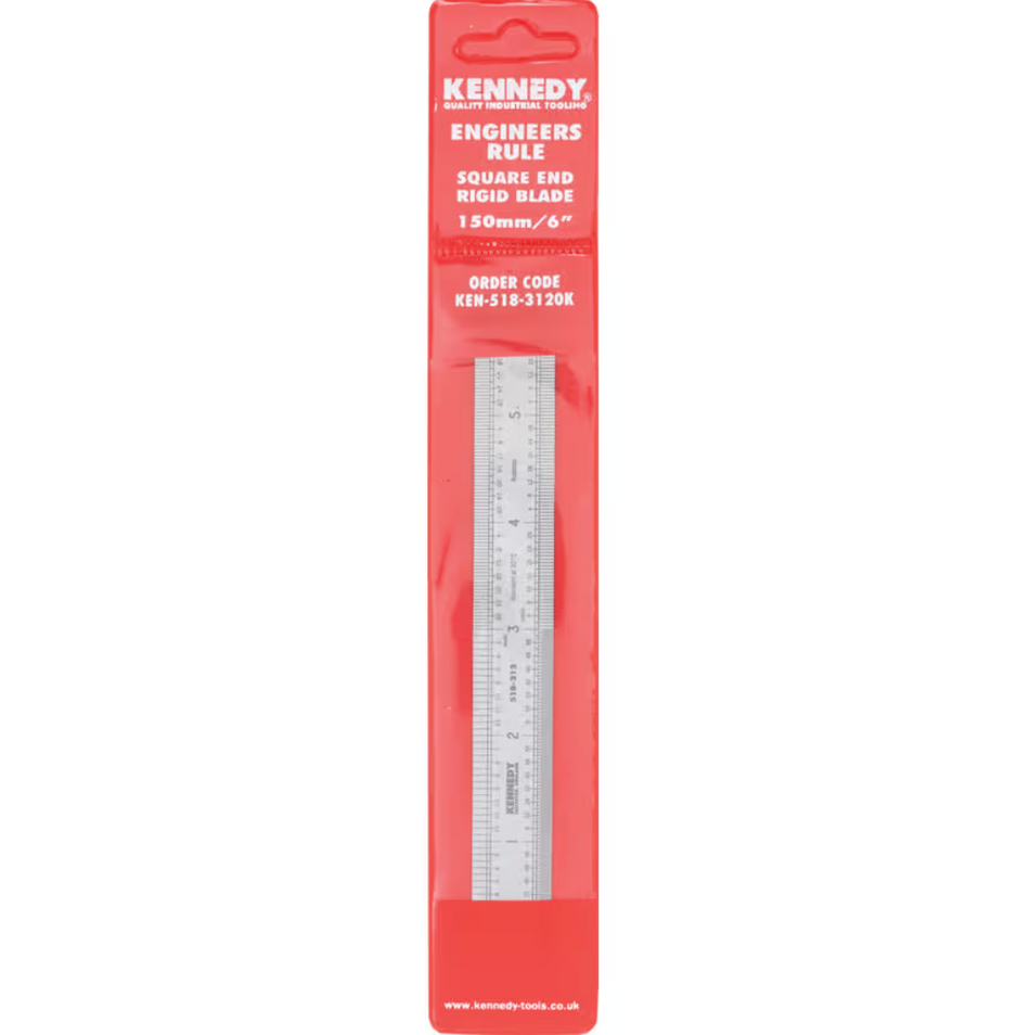 KENNEDY 150mm/6" 150mm RIGID RUSTLESS RULE ROUND / SQUARE END KENNEDY