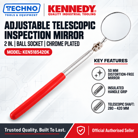 Kennedy Adjustable Telescopic Inspection Mirror | 1-1/4" & 2" Ball Socket Chrome Plated KENNEDY