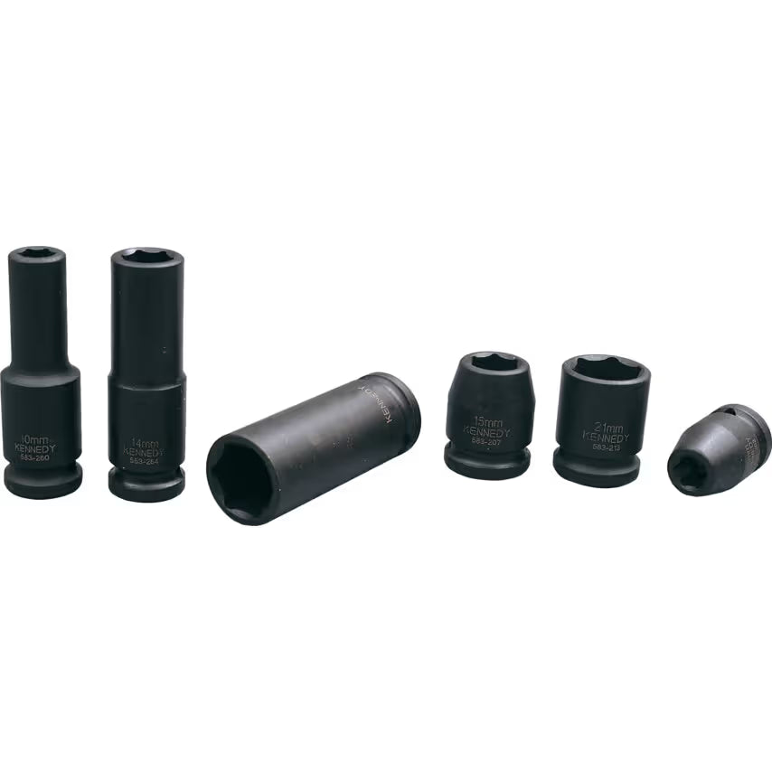 KENNEDY 1/2 Inch Deep Impact Socket Metric Chrome Moly Steel KENNEDY