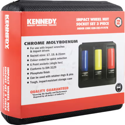 KENNEDY 1/2" Drive Wheel Nut Impact Socket Set 3pc KENNEDY