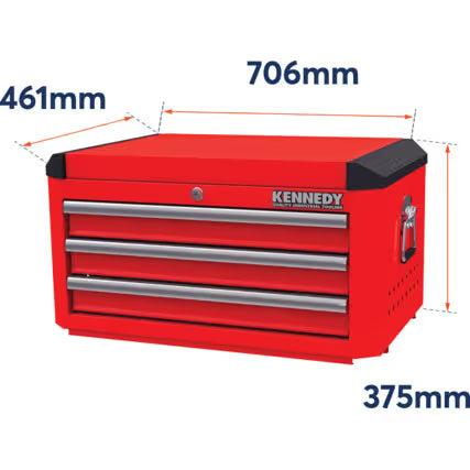 KENNEDY Red 28" Industrial Tool Chest – 3, 6 & 12 Drawer KENNEDY