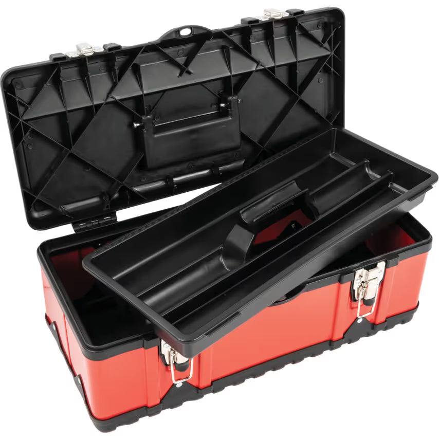 KENNEDY Red PVC Toolboxes with Tote Tray for Professional Use KENNEDY