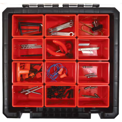 KENNEDY Organiser with Polycarbonate Lid, 12 Bins & 11 Dividers KENNEDY