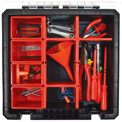 KENNEDY Organiser with Polycarbonate Lid, 12 Bins & 11 Dividers KENNEDY