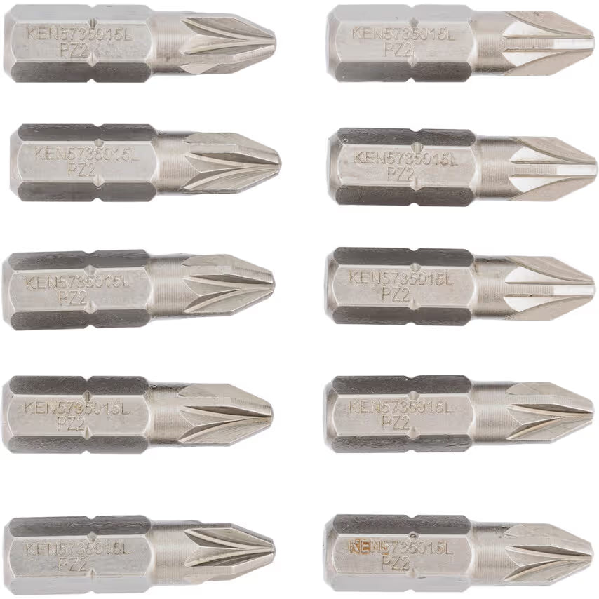 KENNEDY PZ2 Pozidriv Screwdriver Bits 25mm 1/4 Hex Pack 10 KENNEDY