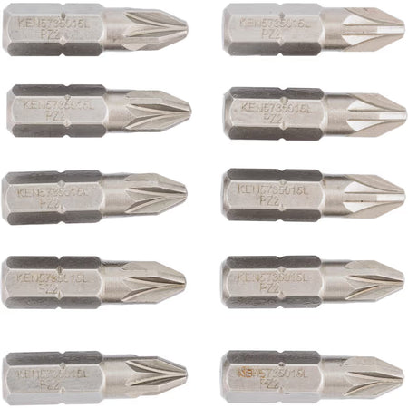 KENNEDY PZ2 Pozidriv Screwdriver Bits 25mm 1/4 Hex Pack 10 KENNEDY