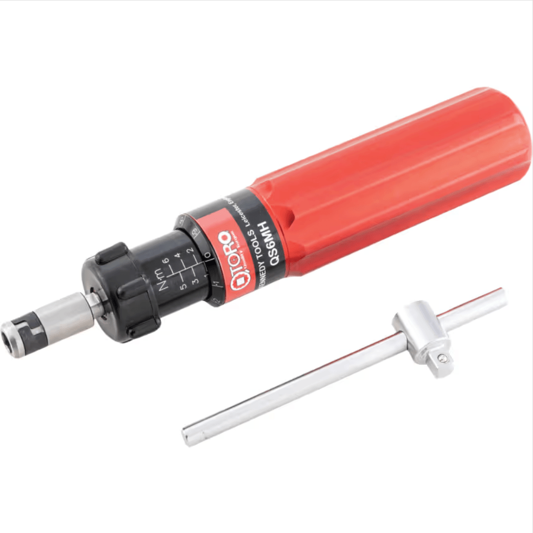 Kennedy Quick-Set Torque Drivers KEN5555600K Red torque wrench with interchangeable bit on a white background