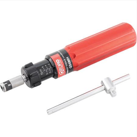 Kennedy Quick-Set Torque Drivers KEN5555600K Red torque wrench with interchangeable bit on a white background