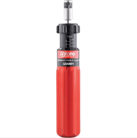 Kennedy Quick-Set Torque Drivers KEN5555600K Red torque wrench with interchangeable bit on a white background