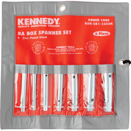 KENNEDY 6Pc Box Spanner Set 0–10BA with Tommy Bars KENNEDY