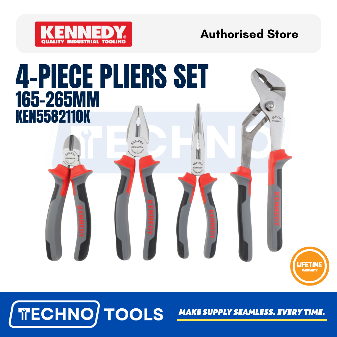 Kennedy Pro 4-Piece Pliers Set 165-265mm | Chrome Vanadium Comfort Grip KEN5582110K KENNEDY PRO