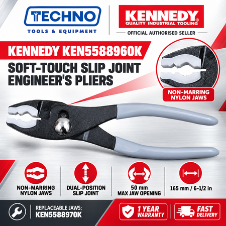 Kennedy KEN5588960K 165mm Soft Touch Slip Joint Engineer's Pliers with Replaceable Nylon Jaws KENNEDY