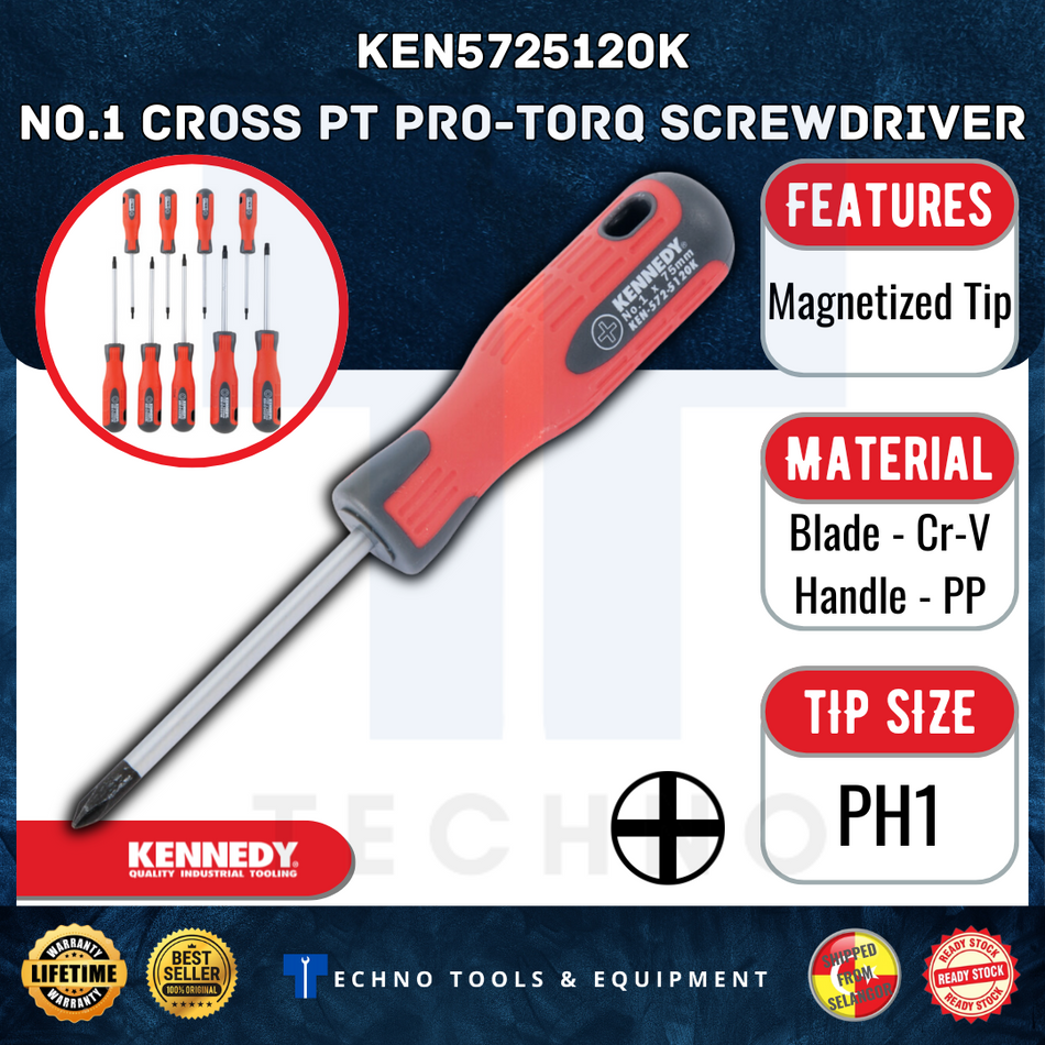 KENNEDY No.0 / No.1 CROSS PT PRO-TORQ SCREWDRIVER KEN5725110K KEN5725120K