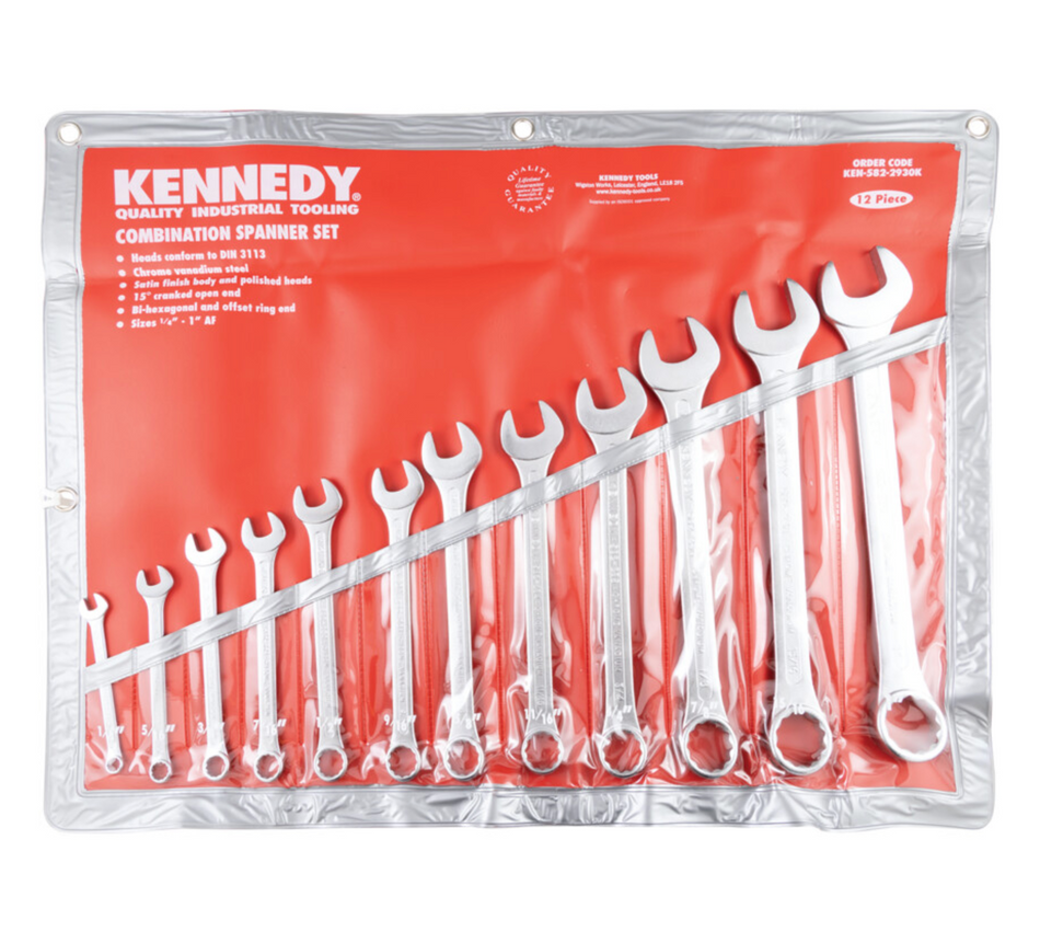 KENNEDY 1/4-1"AF CV Combination Spanner Set 12PCE  (KEN5822930K)