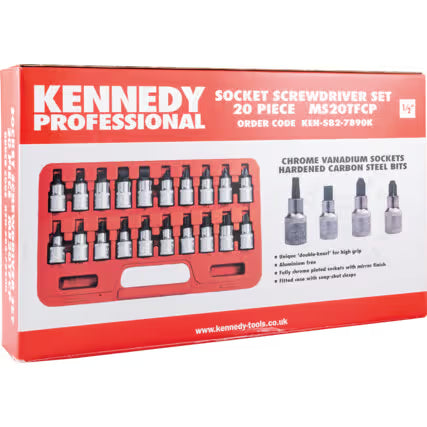 Kennedy 20Pc Mechanical Torx & Screwdriver Bit Set 1/2" Square Drive KENNEDY