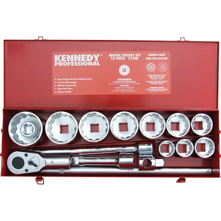 Kennedy 15 Piece 1" Square Drive Metric Socket Set CR-V KENNEDY