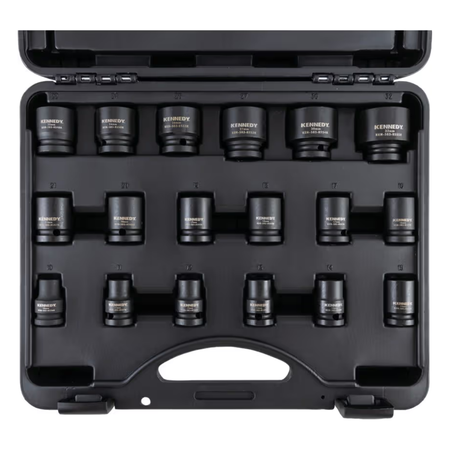 KENNEDY KEN5839215K 1/2" 18PCS 10-32mm Hex Impact Socket Set | Lifetime Warranty KENNEDY