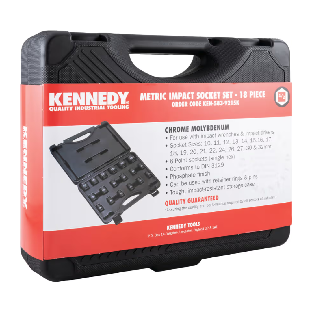 KENNEDY KEN5839215K 1/2" 18PCS 10-32mm Hex Impact Socket Set | Lifetime Warranty KENNEDY