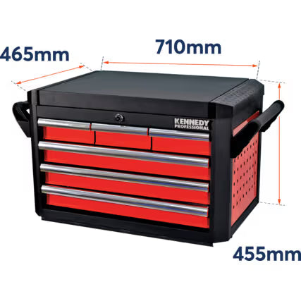KENNEDY 28" 6 Drawer Professional Tool Top Chest Red Storage Box KENNEDY PRO