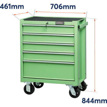 KENNEDY Green 5-Drawer Professional Roller Cabinet for Workshop KENNEDY