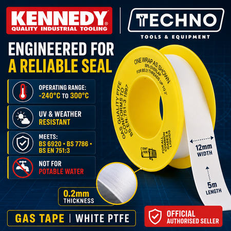 Kennedy PTFE Gas Tape – Features, Size & Technical Specifications of KEN9838000K