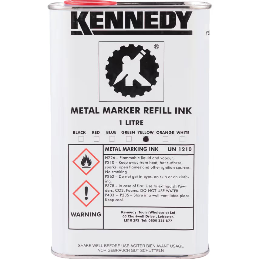 KENNEDY 1L Metal Marking Ink Refill Yellow White KENNEDY