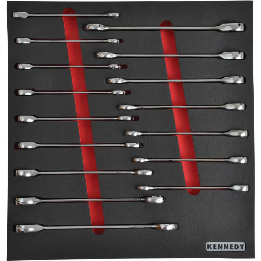 KENNEDY 16-Piece Ratcheting Combination Wrench Set with Foam M1832 KENNEDY PRO