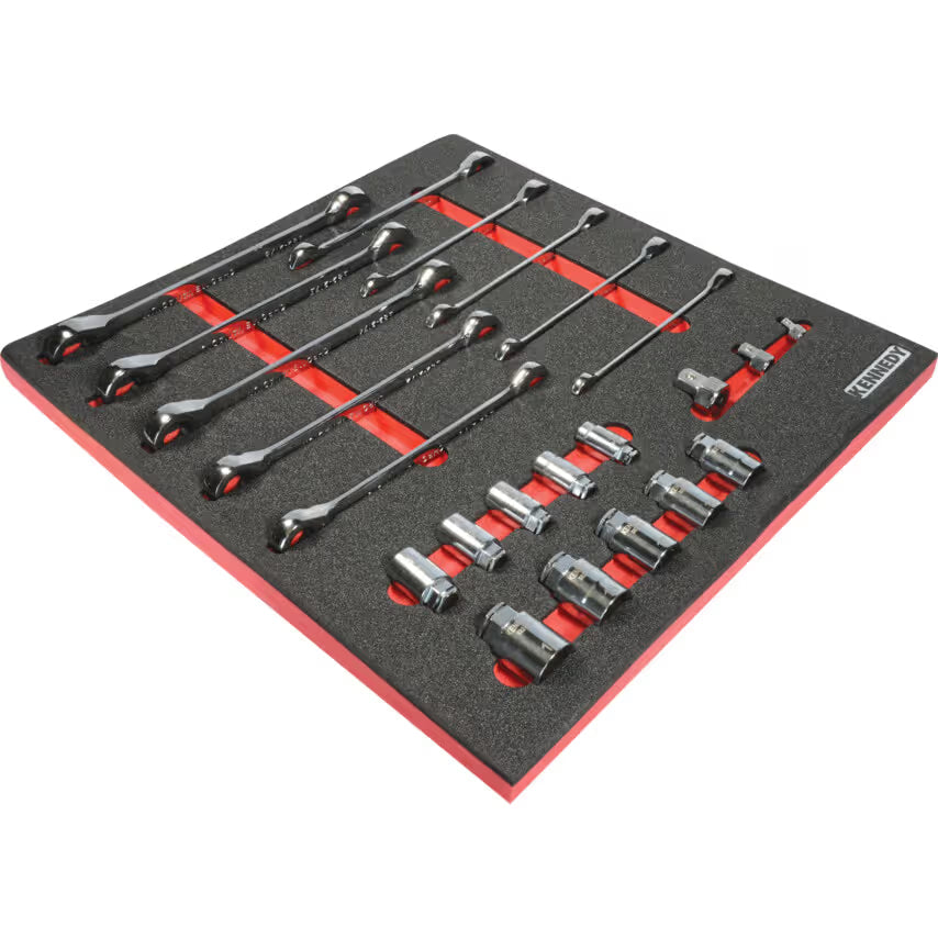 KENNEDY 23PC Ratchet Spanner & Socket Set with Foam T0691 KENNEDY PRO