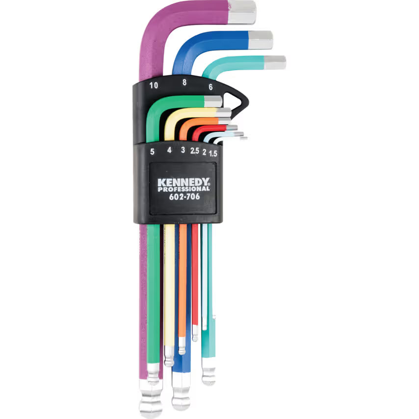 KENNEDY Long Arm Ball Point Hex Key Set 9-Piece Metric KENNEDY PRO