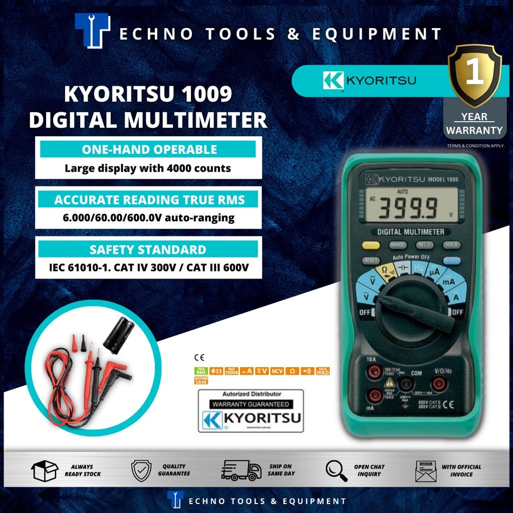 Kyo Multimeter KYORITSU 1009 Digital Multimeter 600V | KEW 1009 Handheld Meter ...