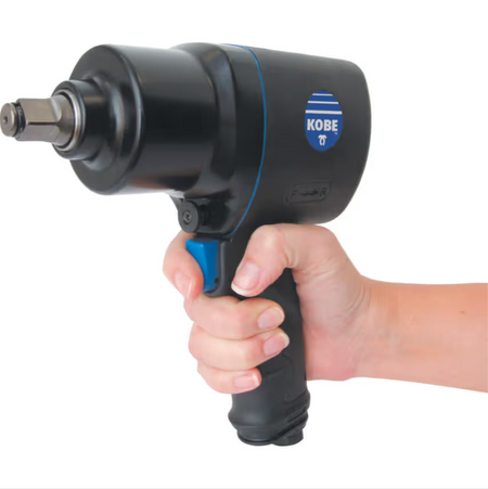 Kobe B7444 air impact wrench being gripped with ergonomic handle (KBE2704040K)