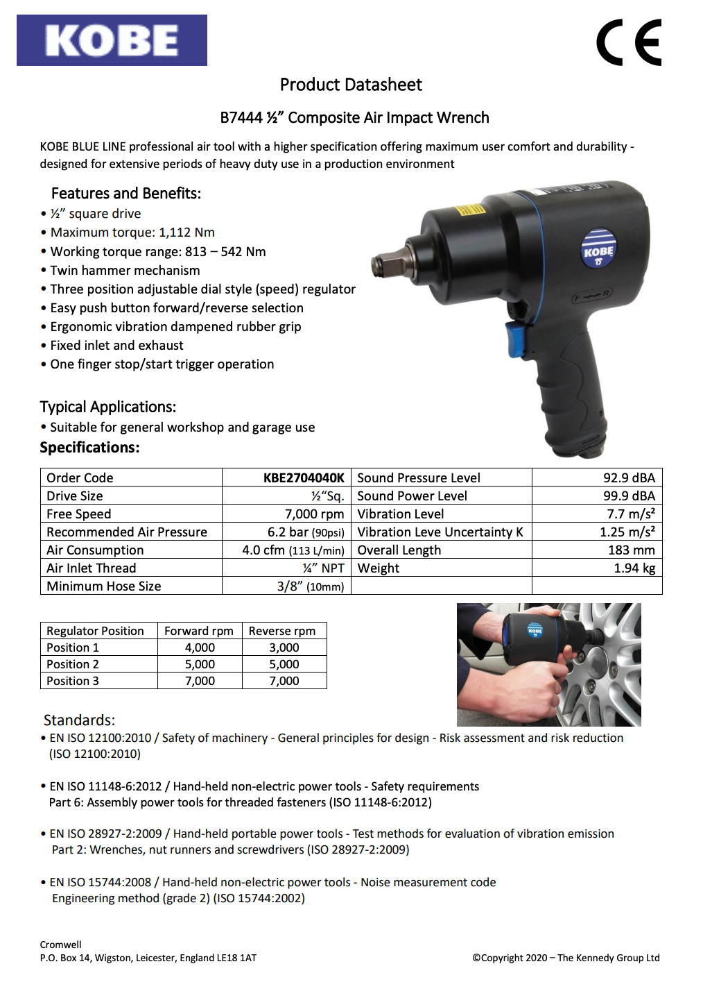 Kobe B7444 technical datasheet with specifications overview (KBE2704040K)