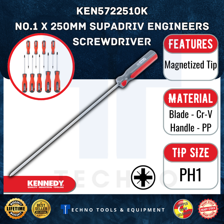 KENNEDY No.1x250MM / No.3x250MM SUPADRIV SCREWDRIVE KEN5722510K KEN5722530K KENNEDY