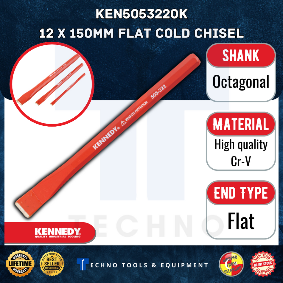 KENNEDY 12x150mm / 12x255mm FLAT COLD CHISEL KEN5053220K KEN5053260K