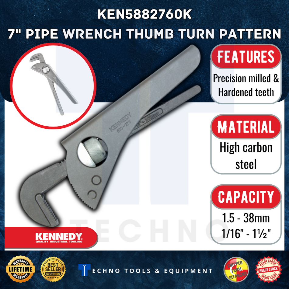 KENNEDY 7" 9" PIPE WRENCH THUMB TURNPATTERN KEN5882760K KEN5882770K