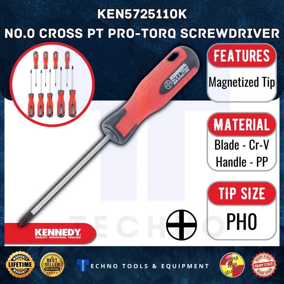 KENNEDY No.0 / No.1 CROSS PT PRO-TORQ SCREWDRIVER KEN5725110K KEN5725120K KENNEDY