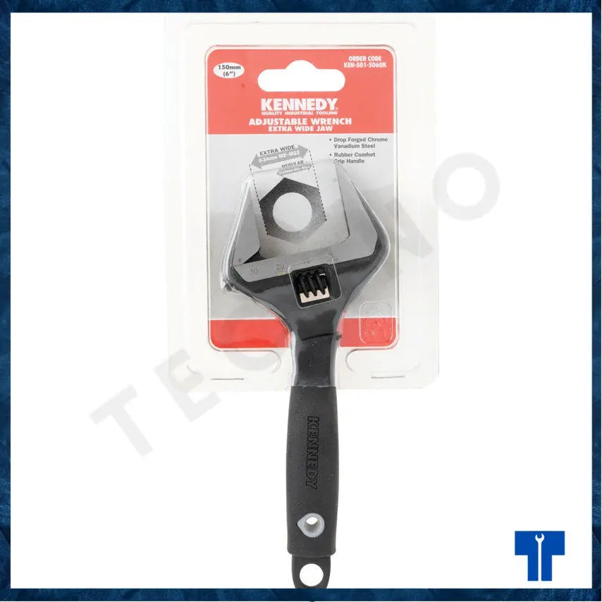 Kennedy 6" / 8" / 10" / 12" Extra Wide Jaw Adjustable Spanner, Steel KEN5015060K KEN5015080K KEN5015100K KEN5015120K KENNEDY