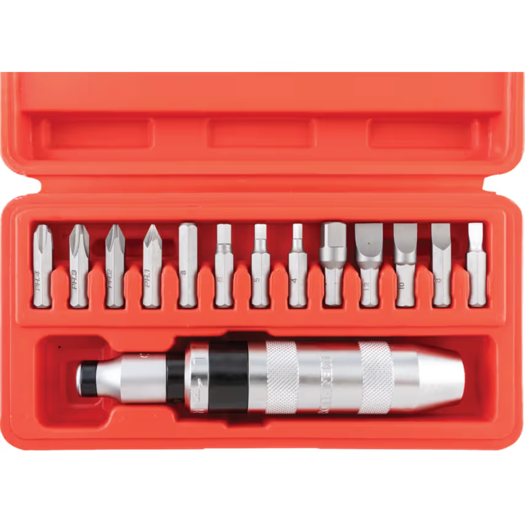 KENNEDY KEN5737100K 15-piece 1/2″ square drive impact driver set with forward/reverse action. Ideal for loosening or tightening stuck fasteners.
